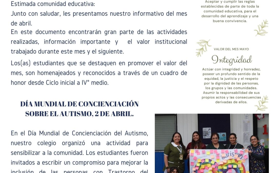 INFORMATIVO DEL MES ABRIL